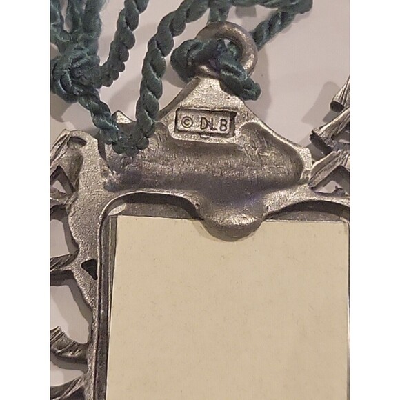 Vintage Signed DLB Pewter Picture Frame Hanging Ornament Christmas Tree Mountian - Picture 7 of 10